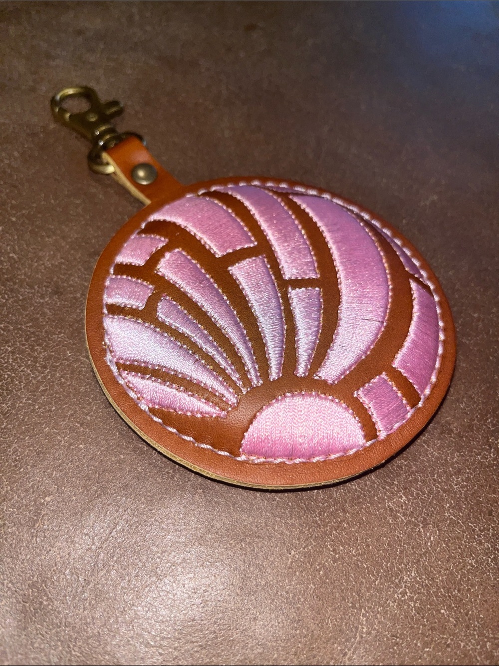 New pink concha key charm
